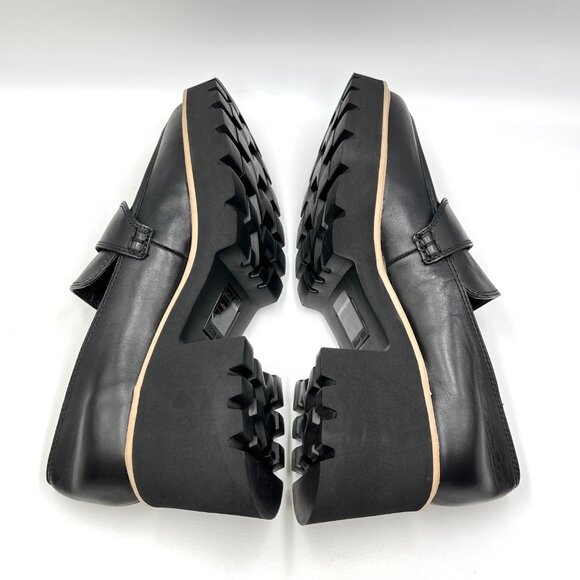Dolce‎ Vita Womens Size 10 Black Leather Chunky Lug Sole Loafers Shoes - Picture 8 of 8